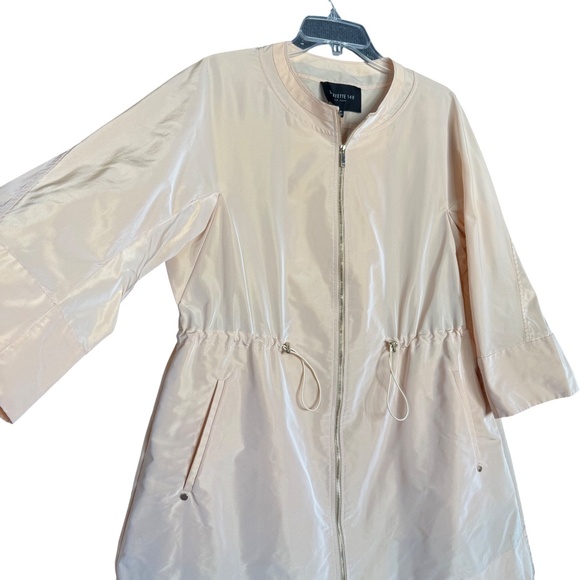 Lafayette 148 Iridescent Peach Rain Jacket Medium – Drawstring Utility Zip Coat - Picture 7 of 11